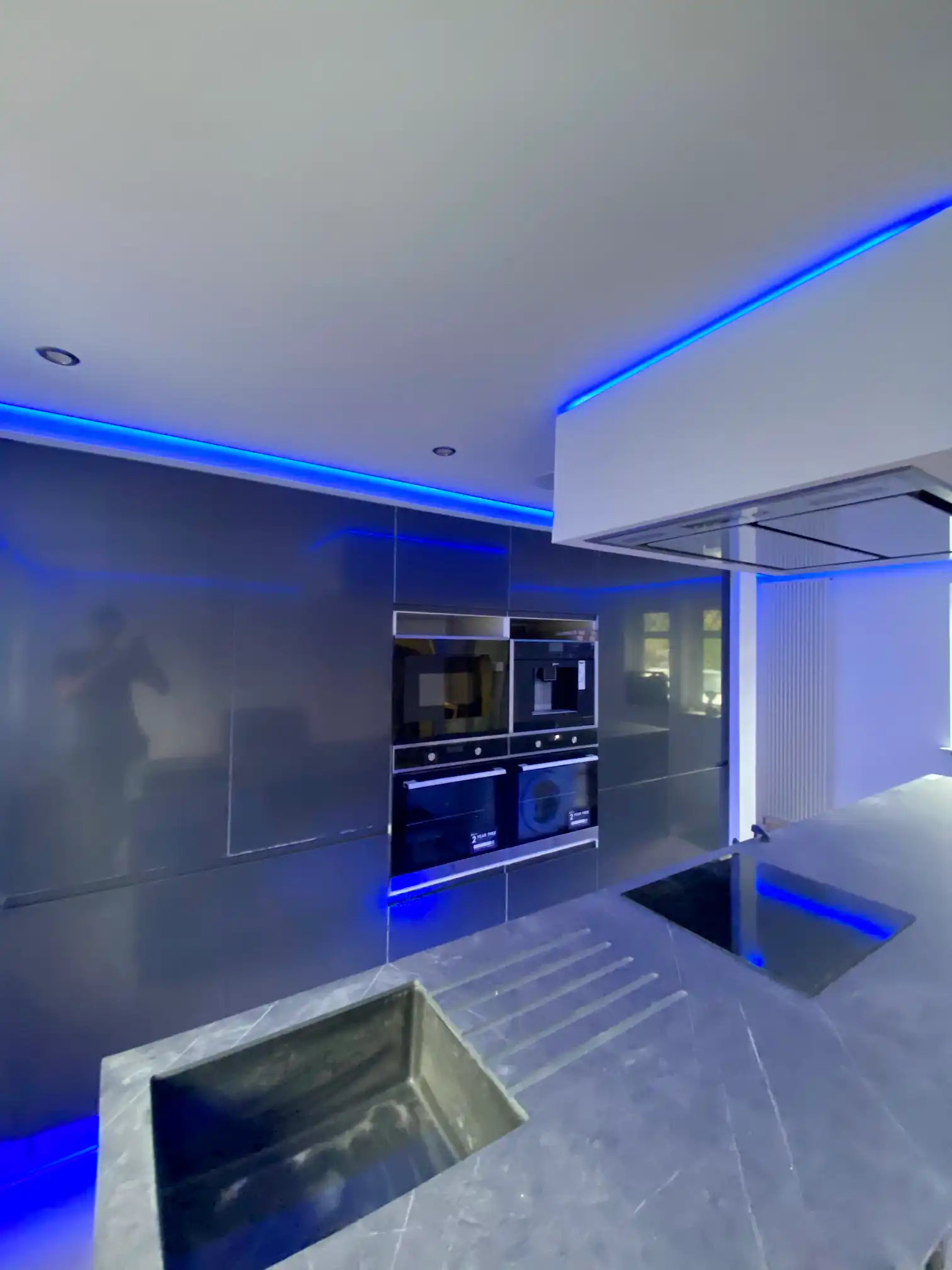 LED-lit kitchen by Rena Interiors, Grangemouth